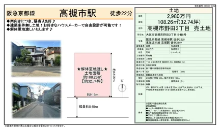 高槻市野田3丁目 売土地 0