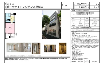 ピークサイドレジデンス早稲田 404号 0