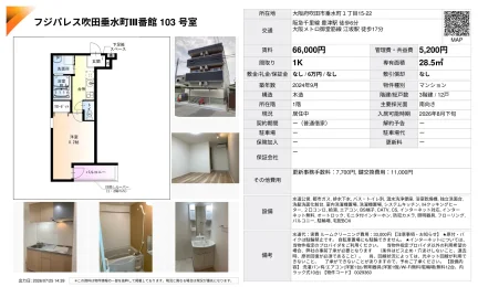 フジパレス吹田垂水町III番館 103号 0