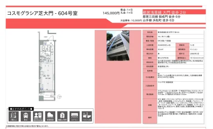 コスモグラシア芝大門 604号 0