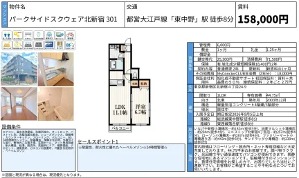 パークサイドスクウェア北新宿301 301号 0