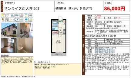 サンライズ西大井 207 207 0