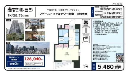 ファーストリアルタワー新宿 1108号 0