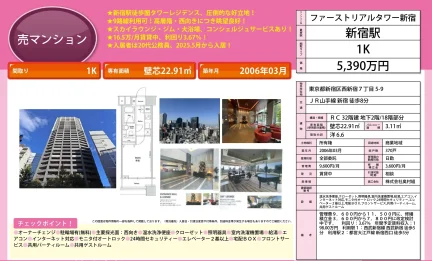 ファーストリアルタワー新宿 1K 0