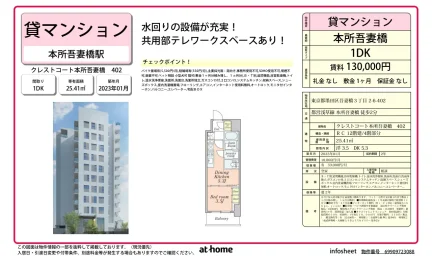 Modern 1DK Condo Near Station in Azumabashi 0