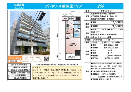 プレサンス梅田北ディア 208 0