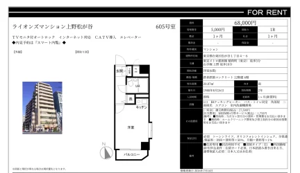 ライオンズマンション上野松が谷 605号 0