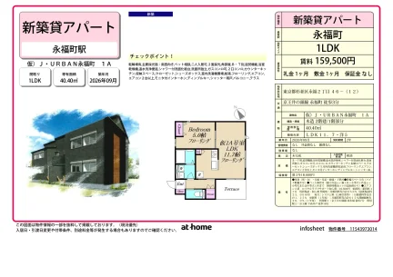 Brand New 1LDK Condo Near Station in Eifuku 0