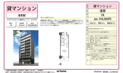 プレサンスブルーム浅草North 408号 0