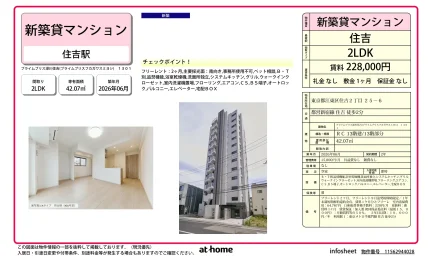 Brand New 2LDK Condo Near Station in Sumiyoshi 0
