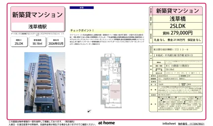 Brand New 2SLDK Condo Near Station in Yanagibashi 0