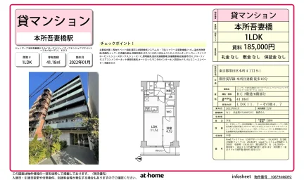 Modern 1LDK Condo in Honjo 0