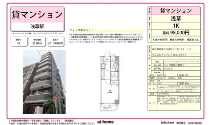 Studio Condo Near Station in Nishiasakusa 0