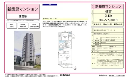 Brand New 2LDK Condo Near Station in Sumiyoshi 0