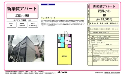 Brand New Studio Condo in Kosugi jinyacho 0