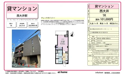 Brand New Studio Condo Near Station in Nishioi 0