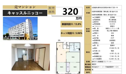 Classic 3-Bedroom Condo in Kikusui 9-jo 0