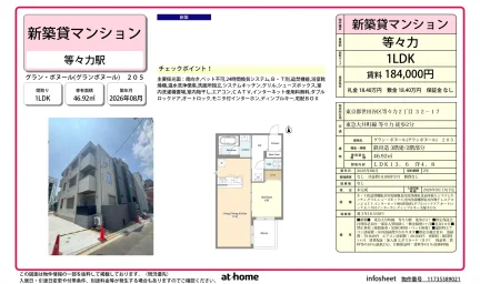 Brand New 1LDK Condo Near Station in Todoroki 0