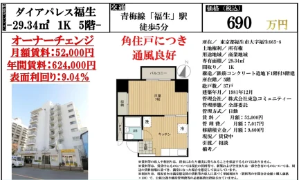 Charming Studio Condo Near Station in Ushihama 0