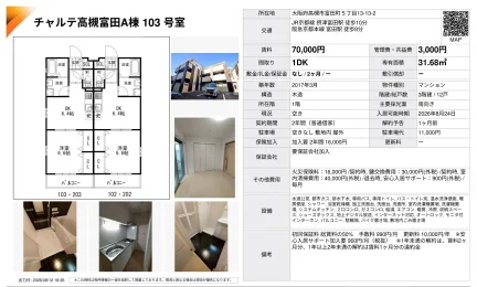 チャルテ高槻富田A棟 103号 0