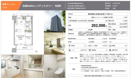 目黒MARCレジデンスタワー 1009号 0