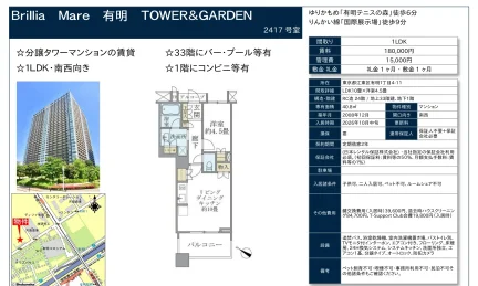 ブリリアマーレ 有明 TOWER & GARDEN 2417号 0