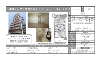 エステムプラザ神戸西V ミラージュ 805号 0