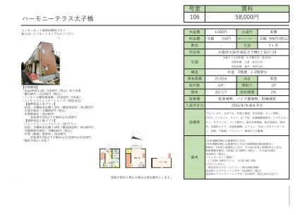 ハーモニーテラス太子橋 106号 0