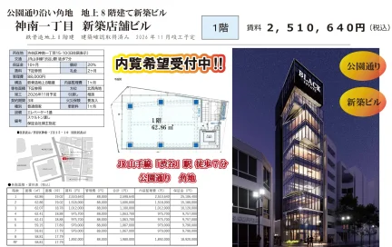 公園通り沿い角地地上8階建て新築ビル 0