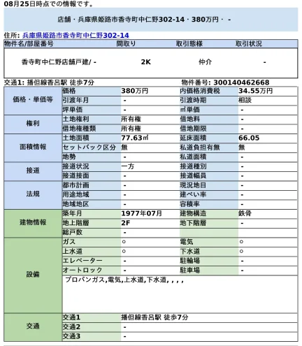 香寺町中仁野店舗戸建 0