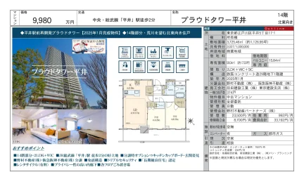 プラウドタワー平井 14階 0