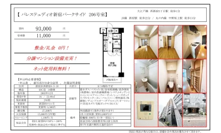 パレステュディオ新宿パークサイド 206号 0