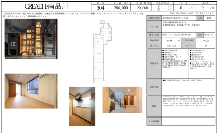 CREAII F南品川 304号 0