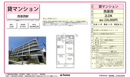 Brand New 2LDK Condo Near Station in Nishikasai 0