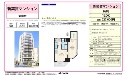 Brand New 1LDK Condo Near Station in Morishita 0
