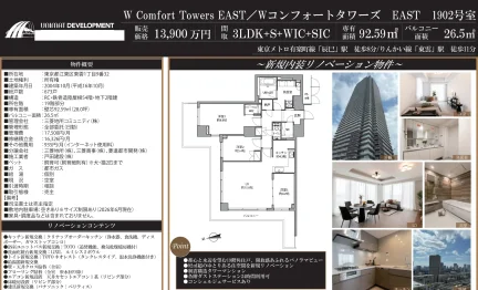 Wコンフォートタワーズ EAST 1902号 0