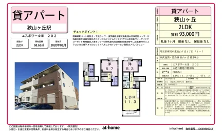 Modern 2LDK Condo in Higashisayamagaoka 0