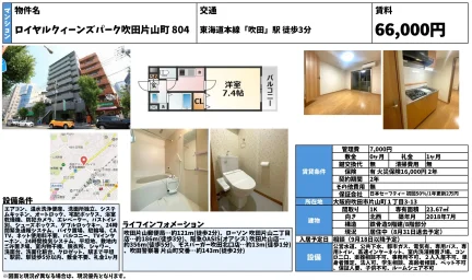 ロイヤルクイーンズパーク吹田片山町 804 0