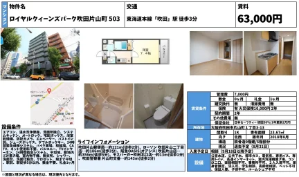 ロイヤルクイーンズパーク吹田片山町 503 0