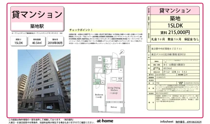 Modern 1SLDK Condo Near Station in Tsukiji 0