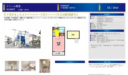 ドミール野里 1K 0