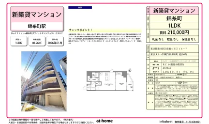 Brand New 1LDK Condo Near Station in Kotobashi 0