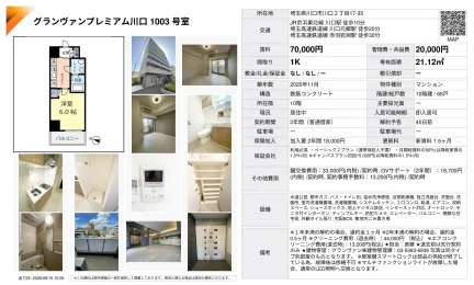 グランヴァンプレミアム川口 1003号 0
