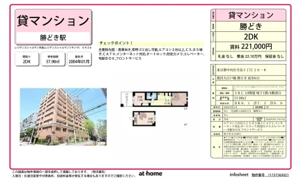 2DK Condo Near Station in Tsukishima 0