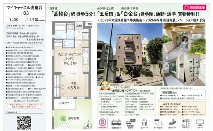 Vintage 1-Bedroom Condo Near Station in Higashigotanda 0