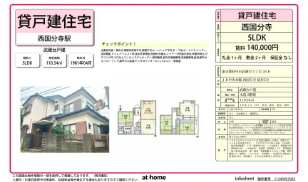 Charming 5LDK House Near Station in Musashidai 0