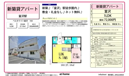 Brand New 1LDK Condo in Tomizawanishi 0
