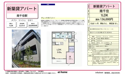 Brand New 1LDK Condo Near Station in Minamisenju 0