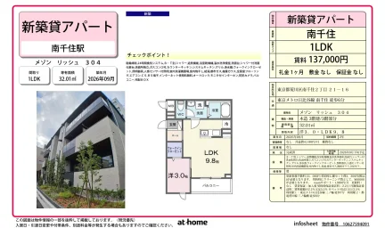 Brand New 1LDK Condo Near Station in Minamisenju 0