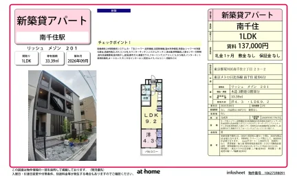 Brand New 1LDK Condo Near Station in Minamisenju 0